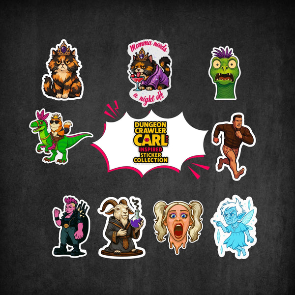 Dungeon Crawler Carl sticker collection - complete set of LitRPG character stickers