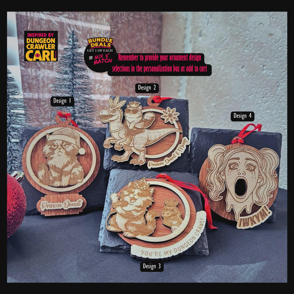 Dungeon Crawler Carl Christmas Ornament – Princess Donut You’re My Dungeon Crawl – Handmade