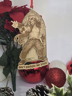 Dungeon crawler carl christmas ornament – uzi jesus – handmade