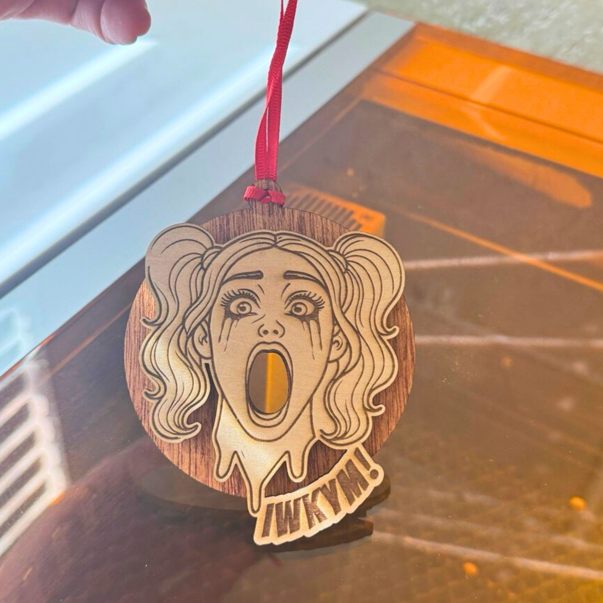 Dungeon Crawler Carl Christmas Ornament – Samantha “IWKYM" Laser Engraved