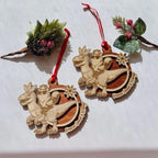 Dungeon Crawler Carl Ornament – Princess Donut & Mongo Handmade Laser Engraved Wood Christmas Ornaments