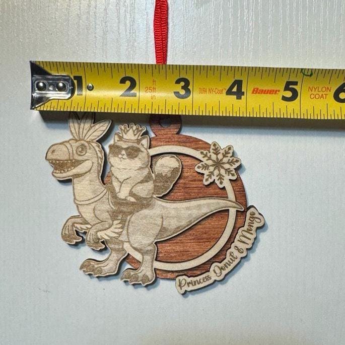 Dungeon Crawler Carl Ornament – Princess Donut & Mongo Handmade Laser Engraved Wood Christmas Ornaments