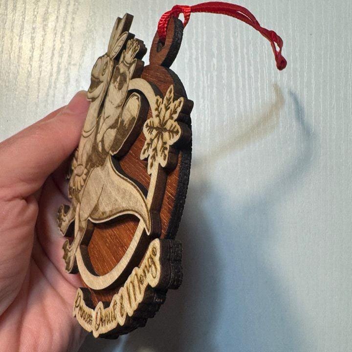 Dungeon Crawler Carl Ornament – Princess Donut & Mongo Handmade Laser Engraved Wood Christmas Ornaments