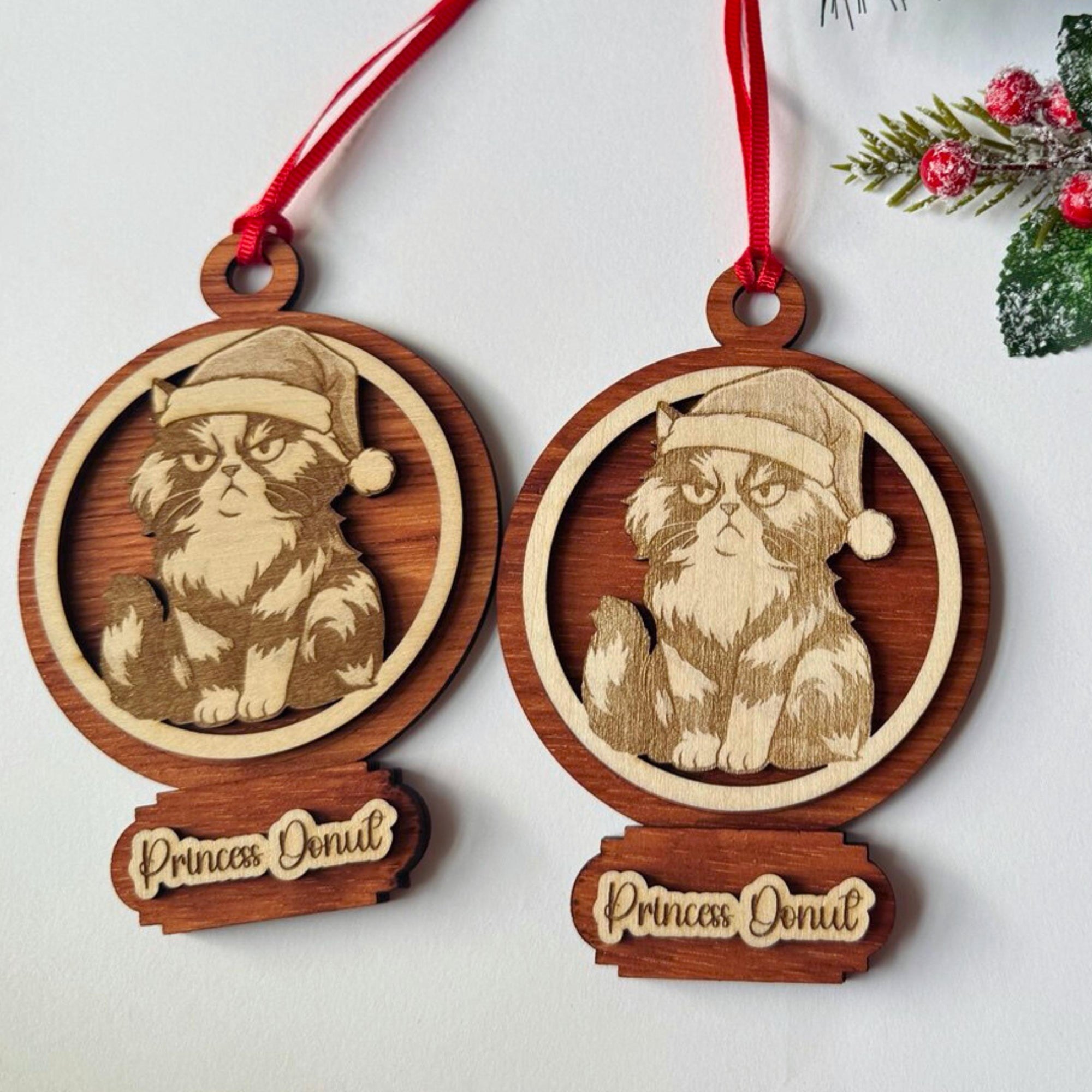 Wood Christmas ornament featuring Princess Donut from Dungeon Crawler Carl book series