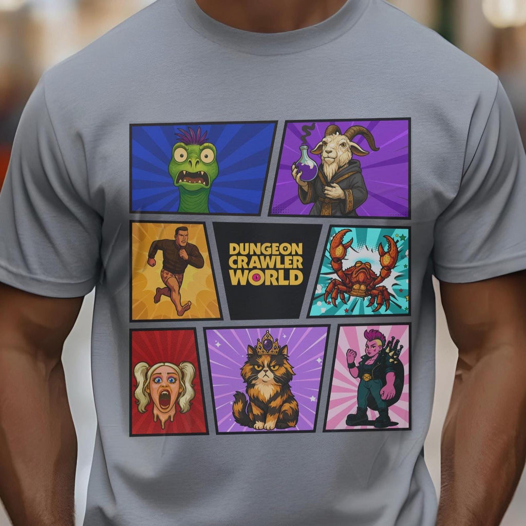 Dungeon Crawler Carl t-shirt featuring Mongo, Prepotente, and Princess Donut - LitRPG fan apparel