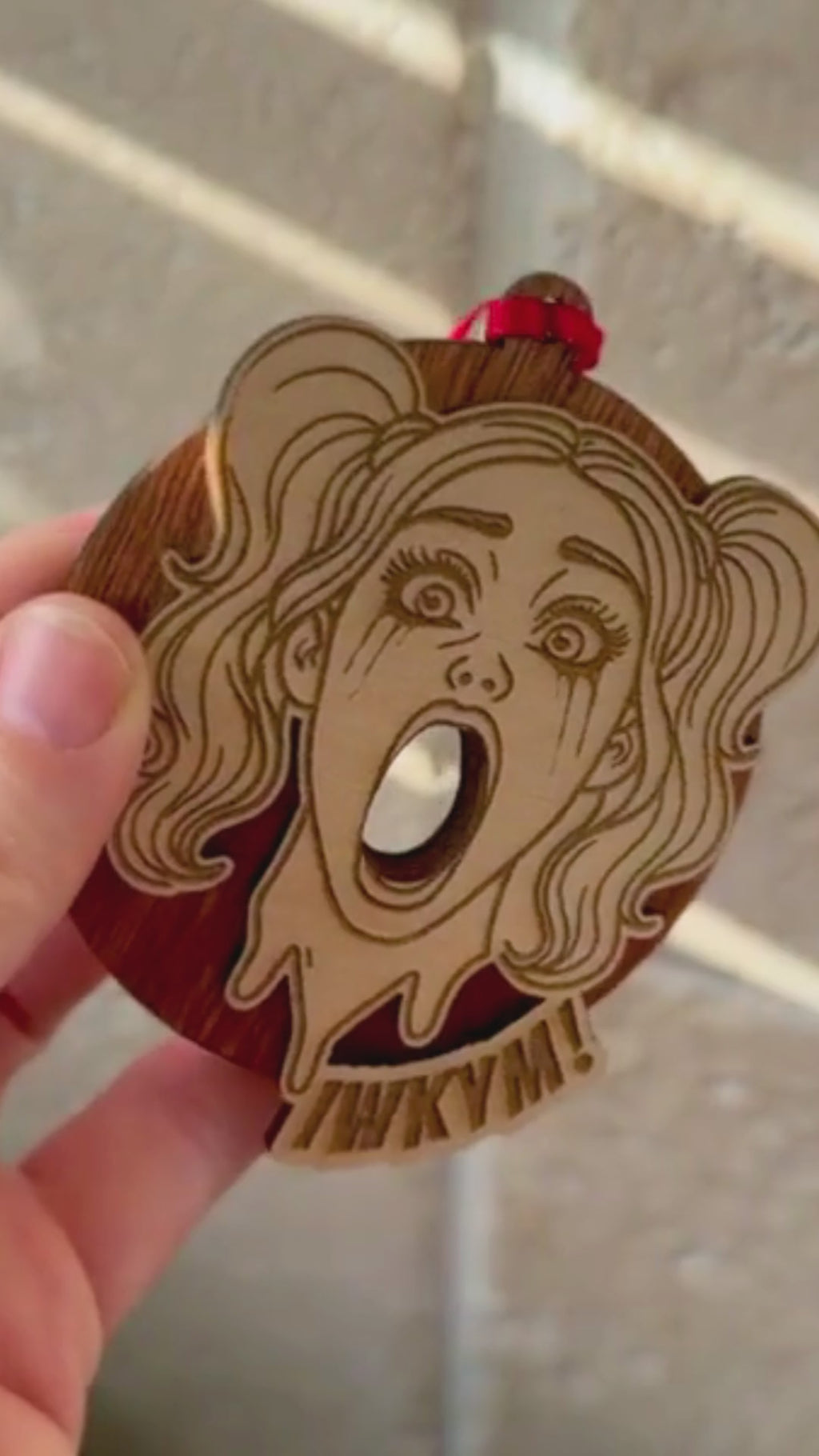 Dungeon Crawler Carl Christmas Ornament – Samantha “IWKYM" Laser Engraved