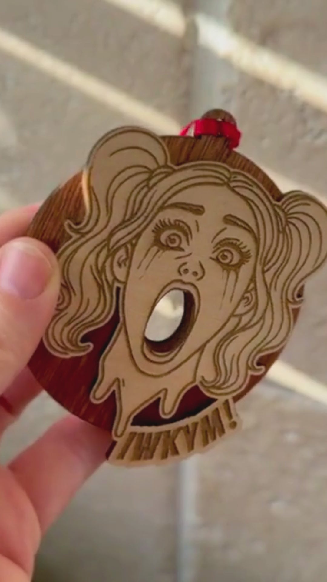 Dungeon Crawler Carl Christmas Ornament – Samantha “IWKYM" Laser Engraved